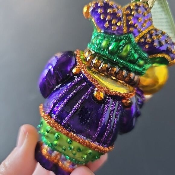 Old World Christmas Mardi Gras Jester Ornament Blown Glass New Orleans Box Tag - Picture 6 of 9